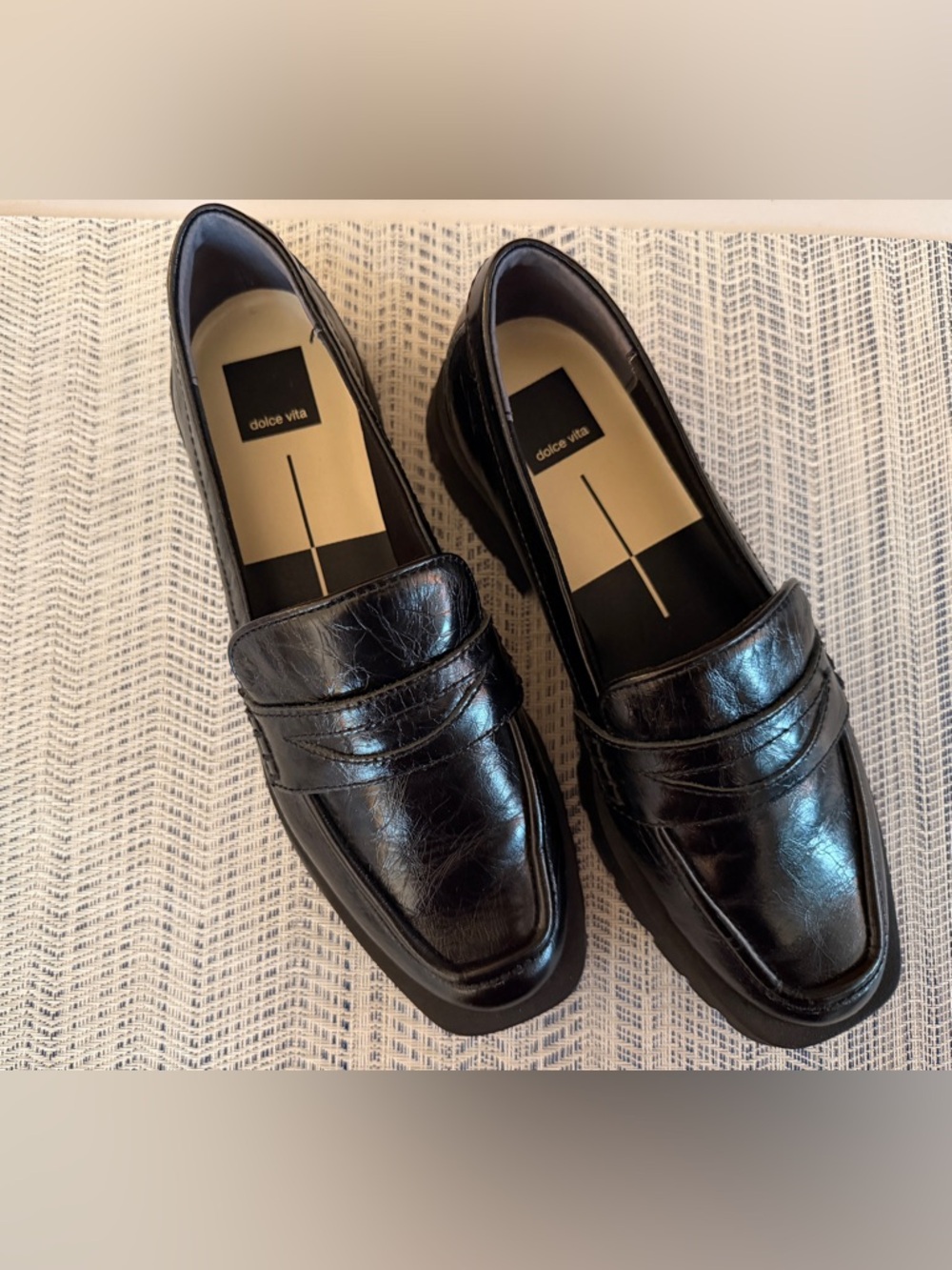 Dolce Vita Women’s Black Patent Leather Penny Loafers WIDE